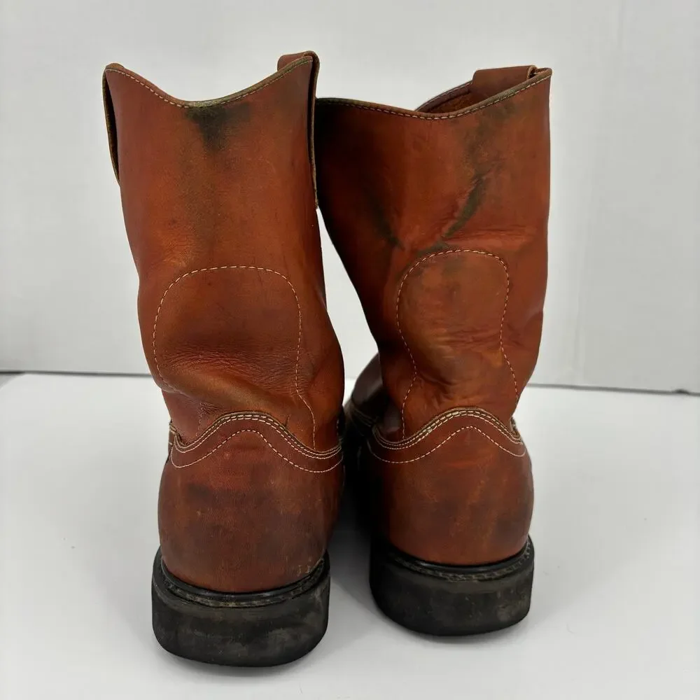 Caretta Leather Boots Brown Pull On Western Work Made in Mexico Mens Mex Size 28